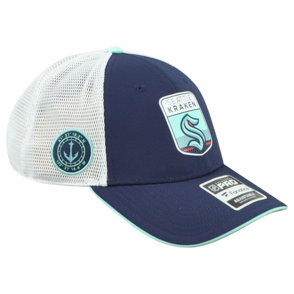 NHL Fanatics Authentic Pro Seattle Kraken Adults Adjustable Mesh Trucker Hat Cap