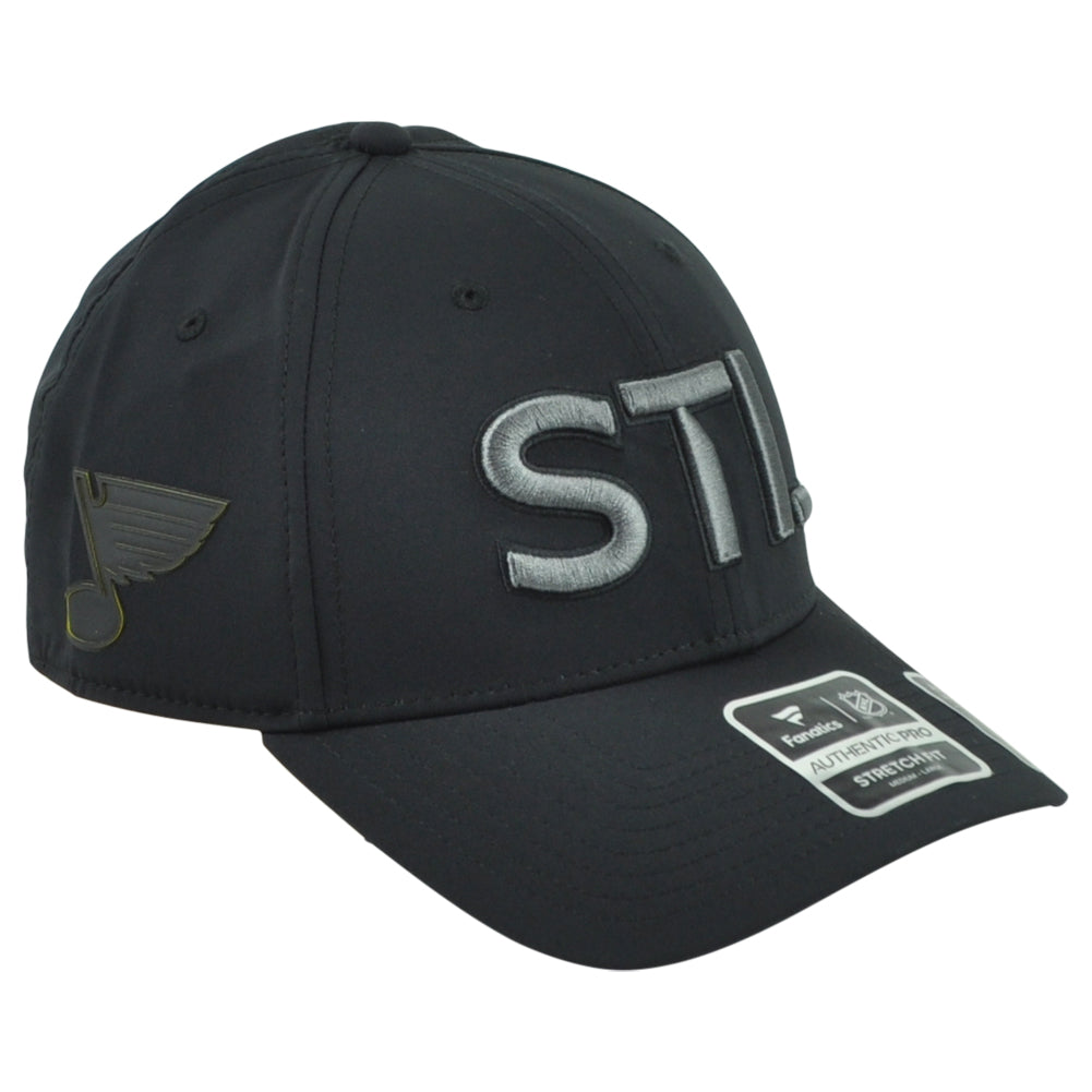 NHL Fanatics Authentic Pro St Louis Blues STL Black Stretch Flex Fit M/L Hat Cap
