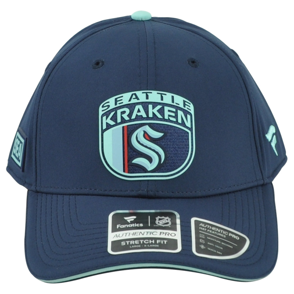 NHL Fanatics Authentic Pro Seattle Kraken SEA Stretch Fit Flex Fit L/XL Hat Cap