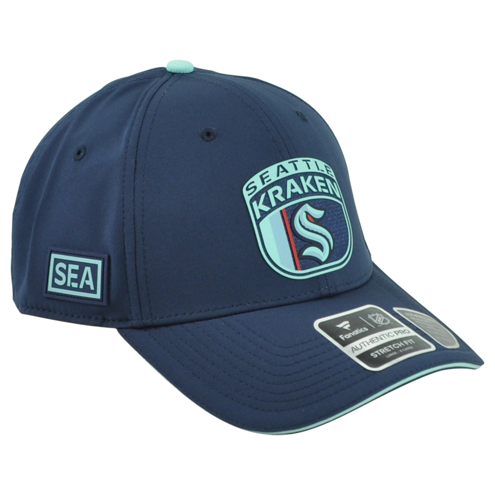 NHL Fanatics Authentic Pro Seattle Kraken SEA Stretch Fit Flex Fit L/XL Hat Cap