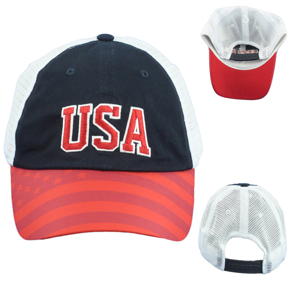 Captivating Country USA United States Flag Trucker Mesh Snapback Adults Hat Cap