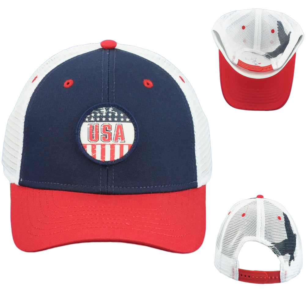 Captivating Country USA United States Eagle Flag Trucker Mesh Snapback Hat Cap