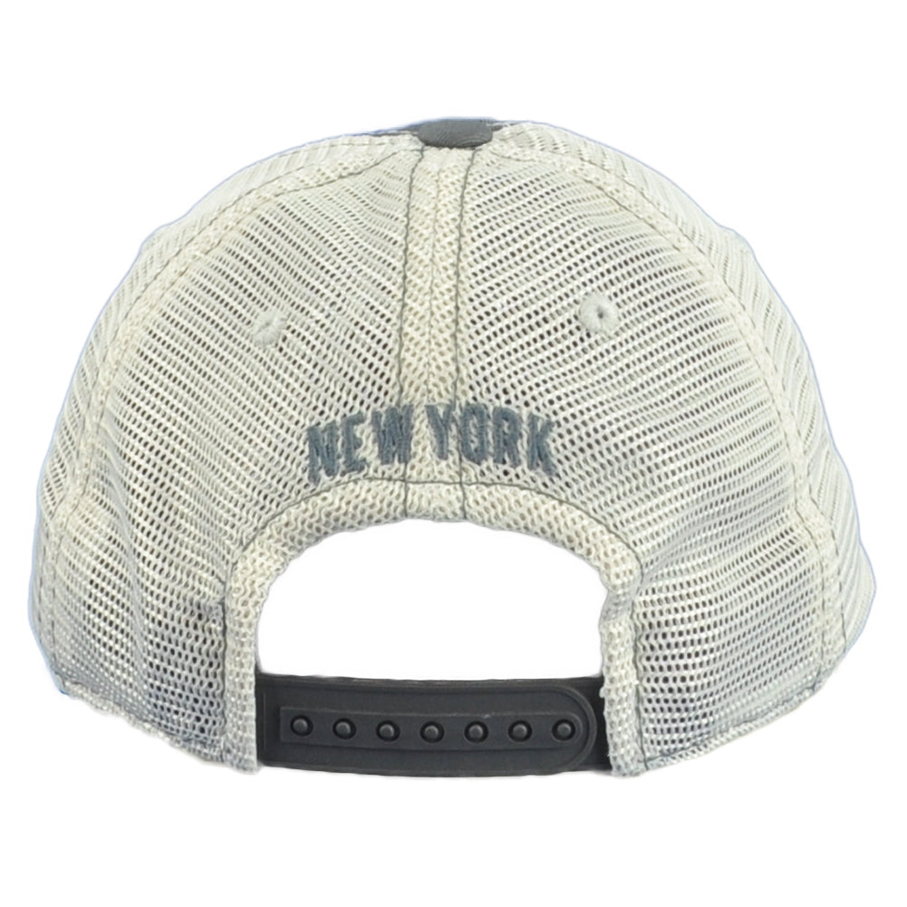 Captivating State Of New York Trucker Mesh Gray Beige Snapback Adults Hat Cap