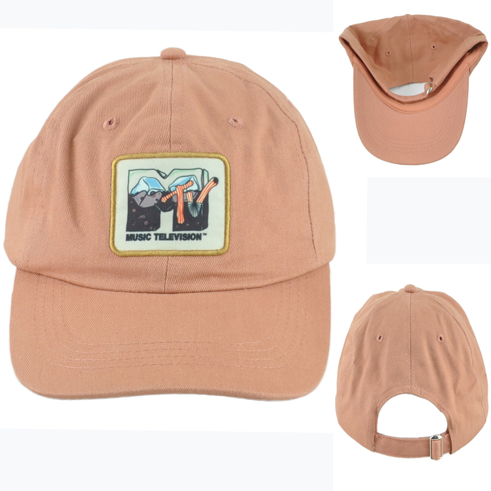 MTV Music Television Pink Adjustable Adults Unstructured Curved Bill Hat Cap
