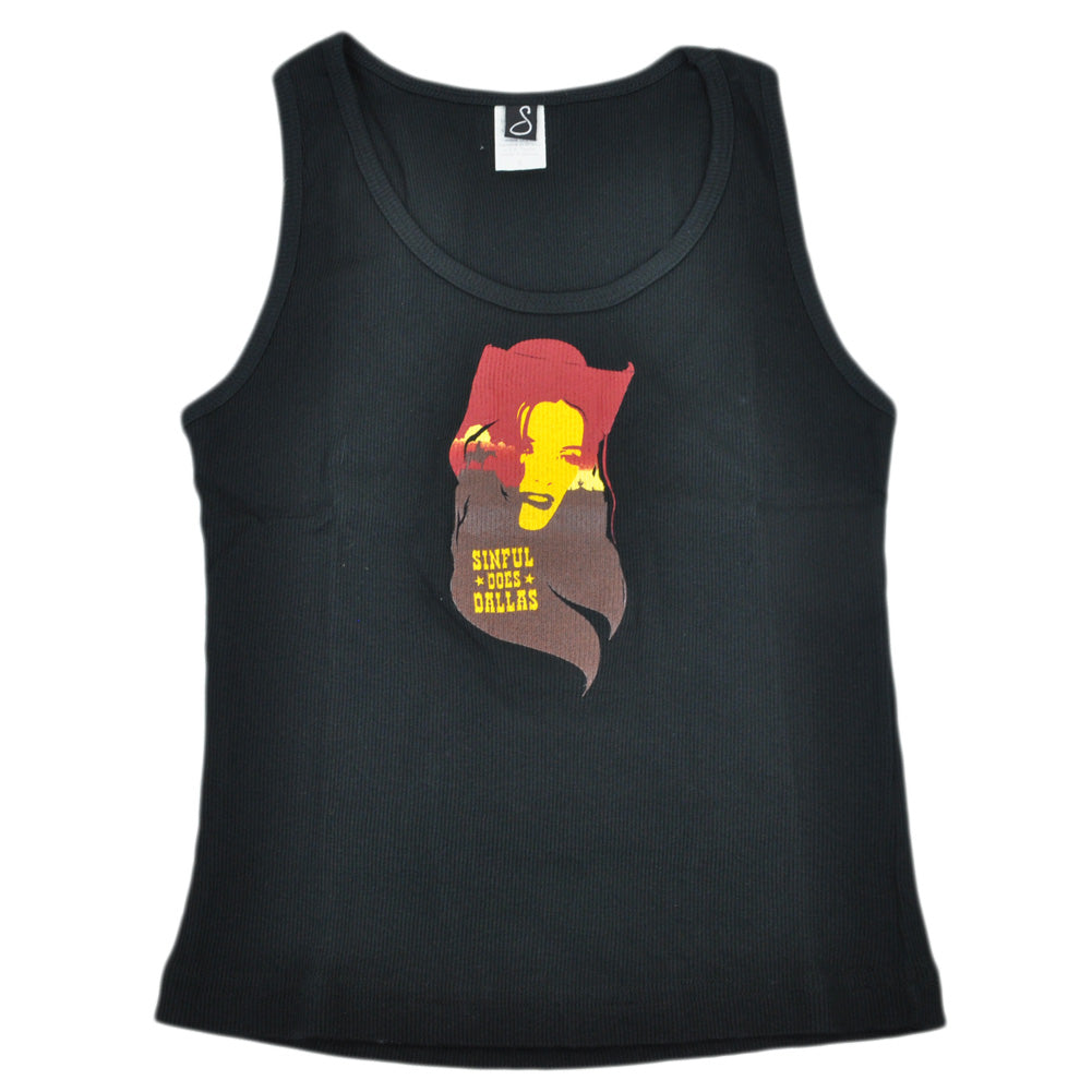 Sinful Does Dallas Cowgirl Clothing Brand Novelty Tank Top Womens Black
