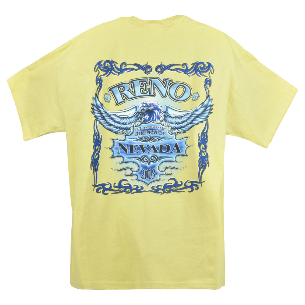 Reno Nevada Bike Show Rally 2013 Novelty Fashion Graphic Tee C-Neck Yellow