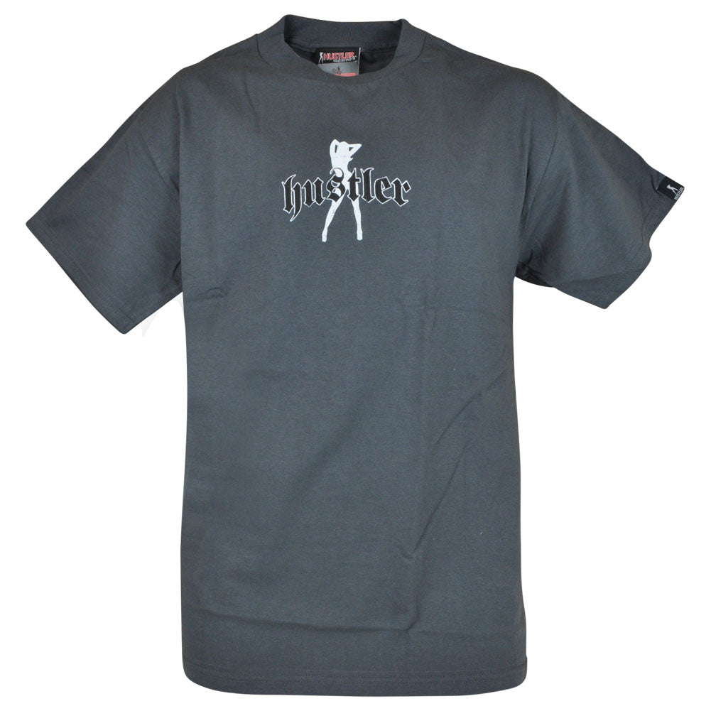 Hustler Hardcore Graphic Tee Fashion Novelty Man T-Shirt C-neck Distressed Gray
