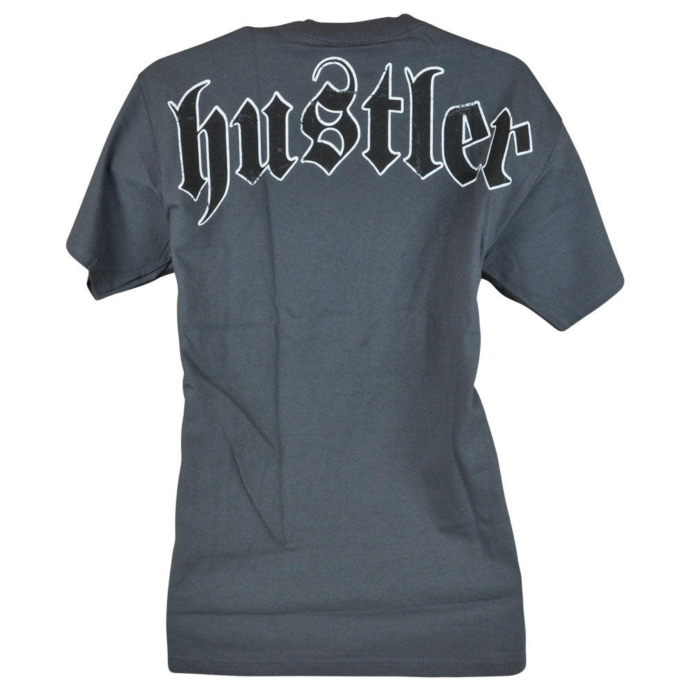 Hustler Hardcore Graphic Tee Fashion Novelty Man T-Shirt C-neck Distressed Gray