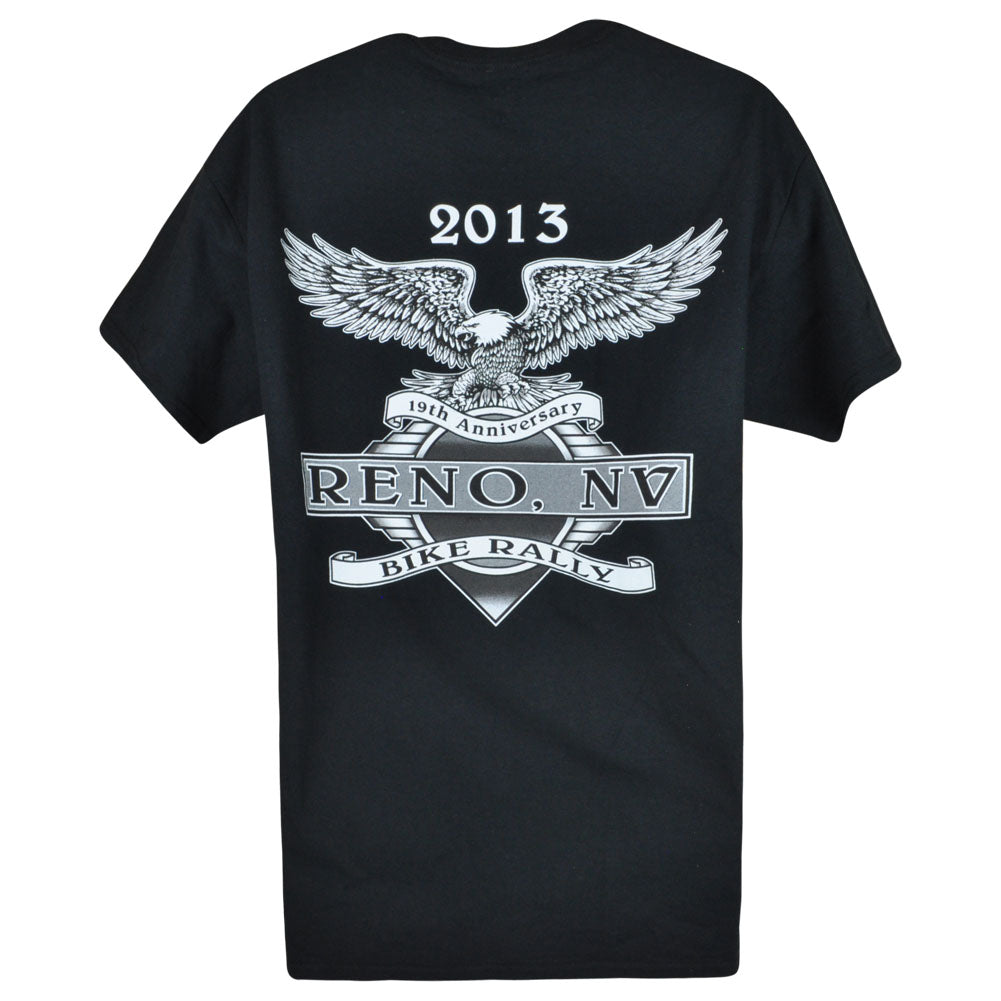 Bike Rally 2013 19th Anniversary Reno NV Man Graphic Tee Novelty C-neck Black