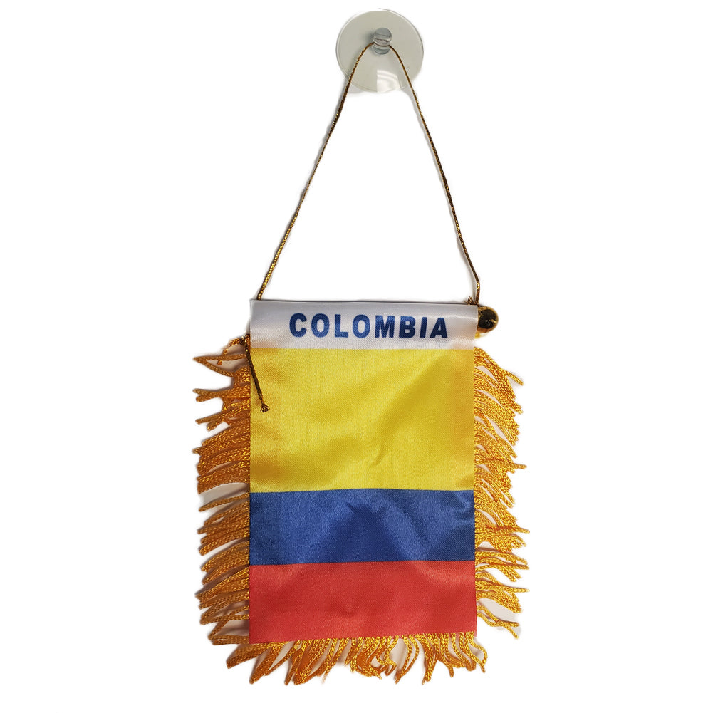 Colombia 4''x6'' Mini Banners With Brass Staff Suction Car Window Flag Country