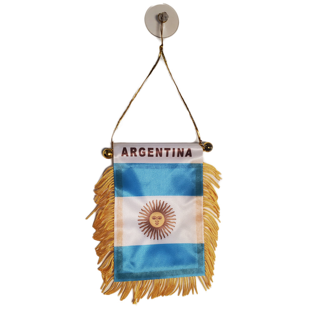 Argentina 4''x6'' Mini Banners With Brass Staff Suction Car Window Flag Country