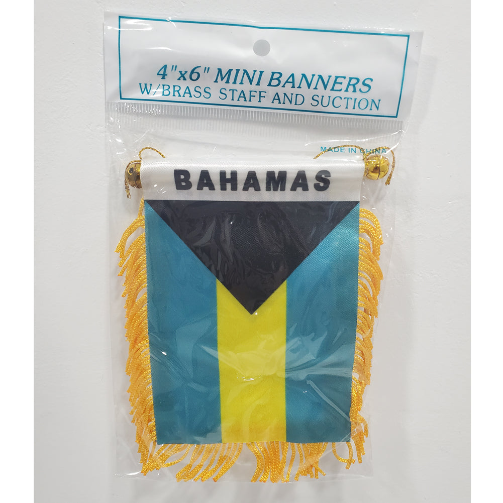 Bahamas 4''x6'' Mini Banners With Brass Staff Suction Car Window Flag Country