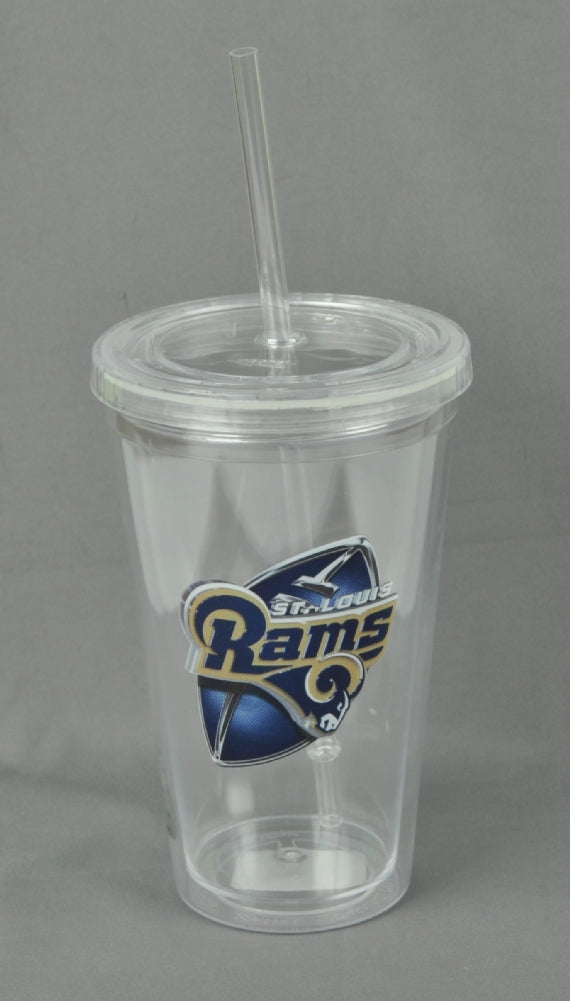 NFL St Louis Rams Sip n Go Cup 16oz Straw Tumbler Screw Lid Clear Beverage