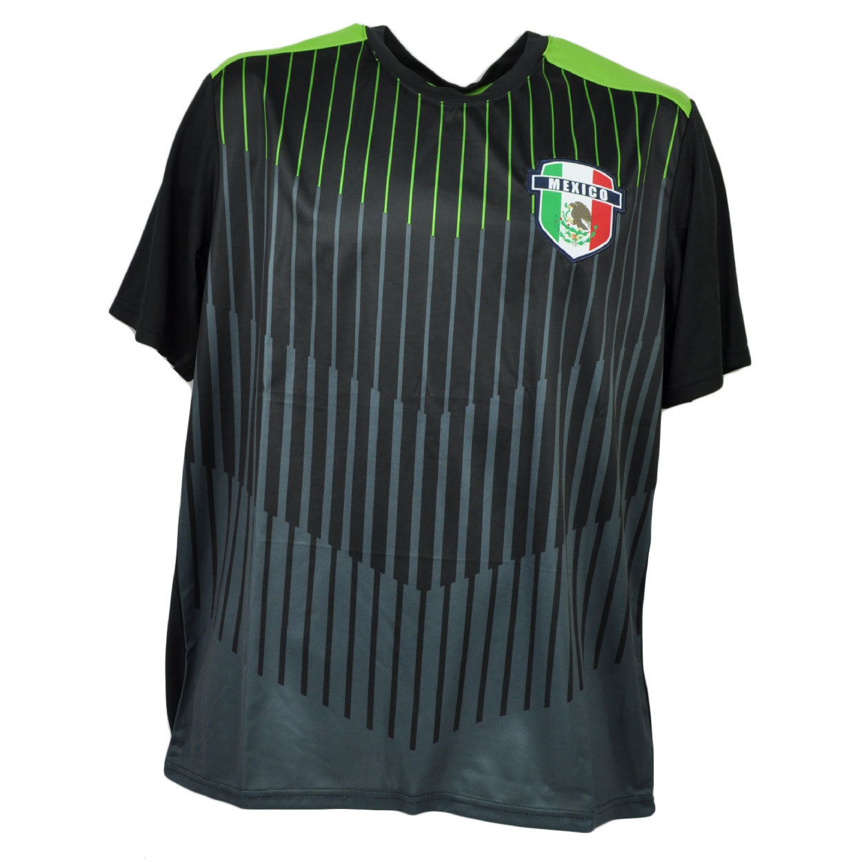 Mexico Emblem Jersey Tshirt Tee Mens Adult Soccer Futbol Black Green Striped MED