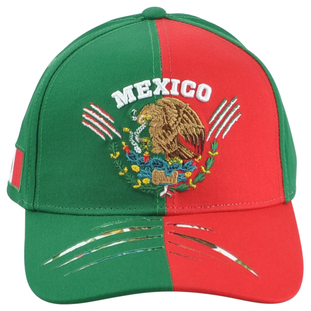 Mexico Country Soccer Futbol Green Red Curved Bill Adjustable KV Sports Hat Cap