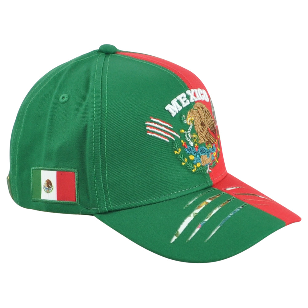 Mexico Country Soccer Futbol Green Red Curved Bill Adjustable KV Sports Hat Cap