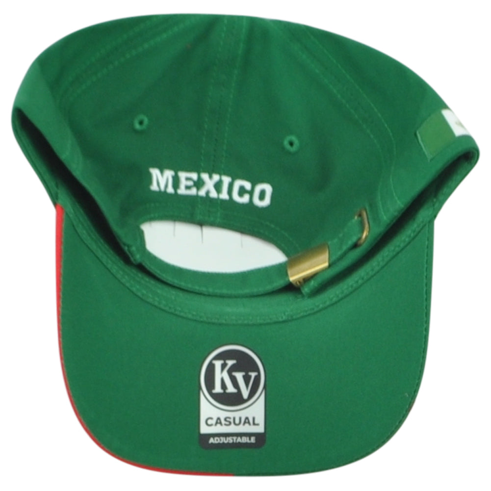 Mexico Country Soccer Futbol Green Red Curved Bill Adjustable KV Sports Hat Cap