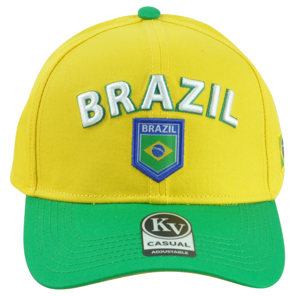 Brazil Brasil Country Soccer Futbol Green Yellow Adjustable KV Sports Hat Cap