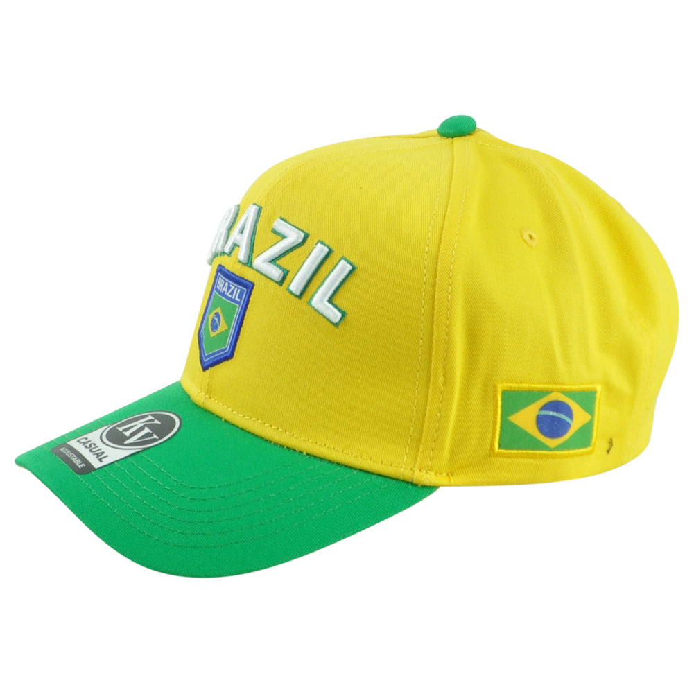 Brazil Brasil Country Soccer Futbol Green Yellow Adjustable KV Sports Hat Cap