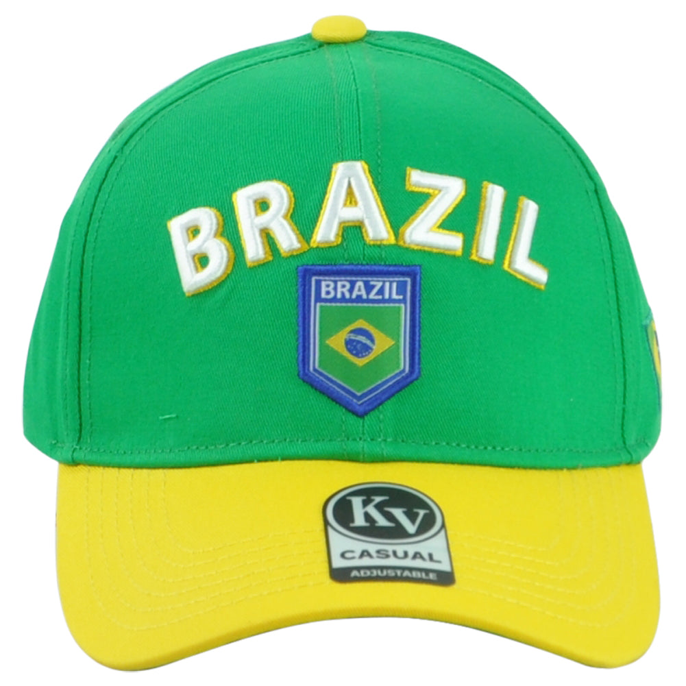 Brazil Brasil Country Soccer Futbol Green Yellow Curved Bill KV Sports Hat Cap