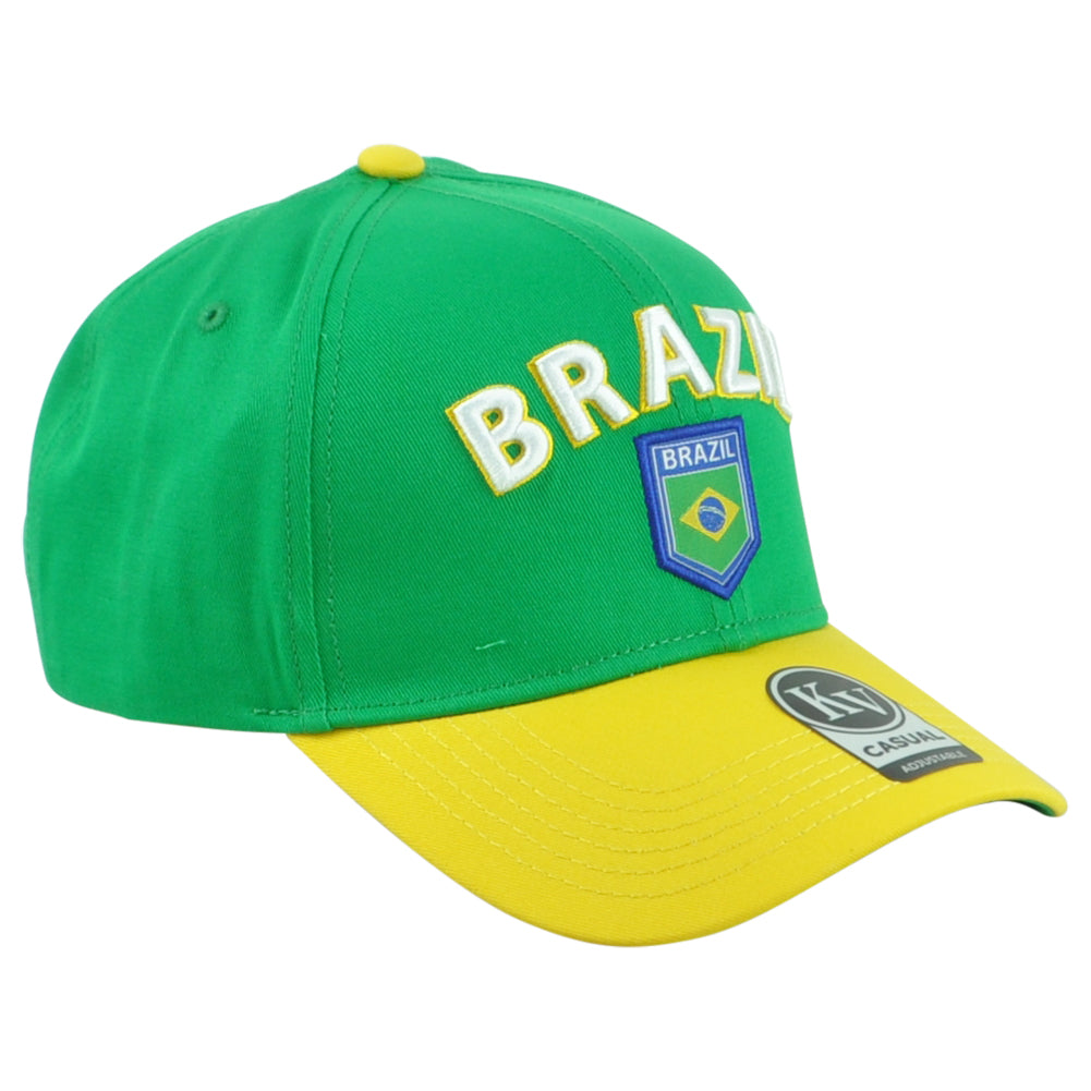 Brazil Brasil Country Soccer Futbol Green Yellow Curved Bill KV Sports Hat Cap