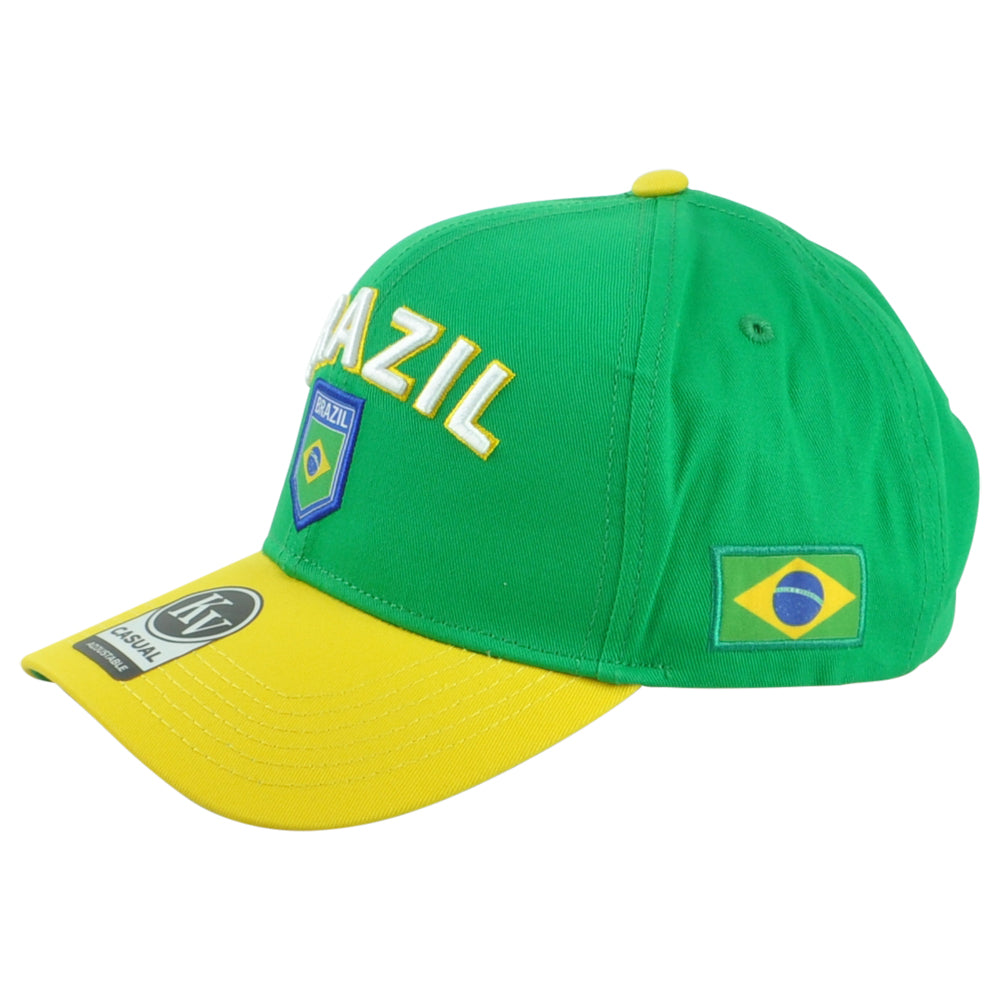Brazil Brasil Country Soccer Futbol Green Yellow Curved Bill KV Sports Hat Cap