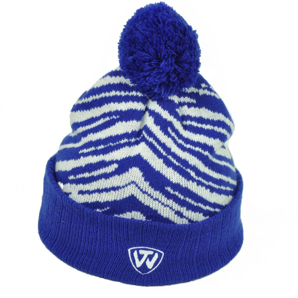 NCAA Top of The World Florida Gators Knit Beanie Zebra Blue White Cuffed Pom Pom