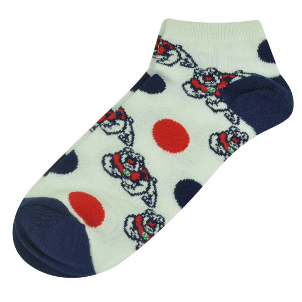 NCAA Fresno State Bulldogs Womens 6 - 11 Ankle Polka Dots White Socks