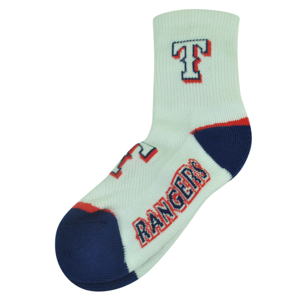 MLB Texas Rangers Youth Ankle Socks 4-8 White Fan Game Spirit Boys Big Logo