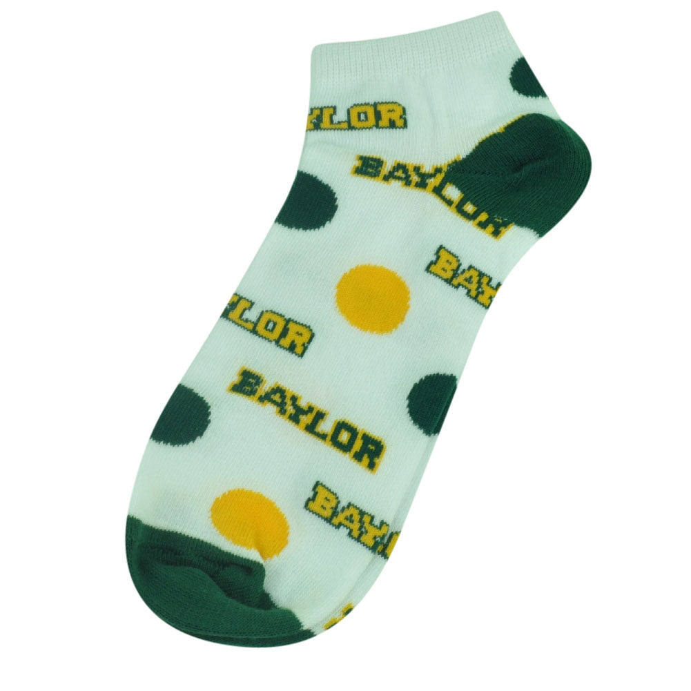 NCAA Baylor Bears Womens 6 - 11 Ankle Polka Dots White Socks Spirit Game