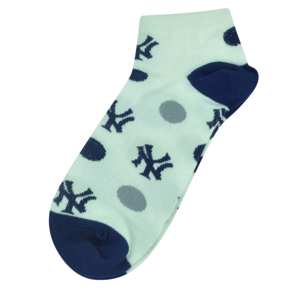 MLB New York Yankees Womens 6 - 11 Ankle Polka Dots White Socks Game Fan