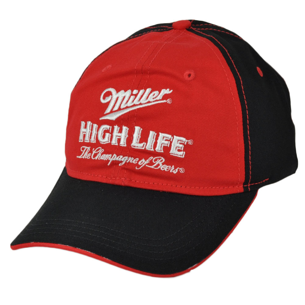 Miller High Life Champagne of Beers Red Black Hat Cap Curved Bill Adjustable