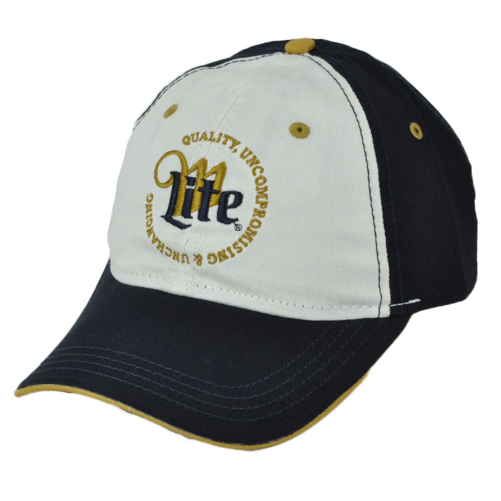 Miller Lite Quality Beer Navy Blue Two Tone Adjustable Hat Cap Curved Bill