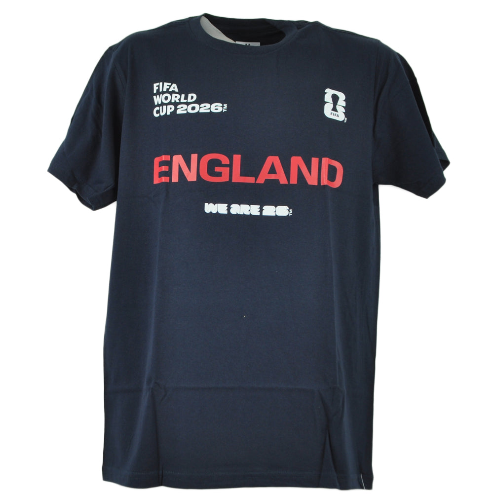 FIFA World Cup 2026 England Short Sleeve We Are 26 Navy Blue Tshirt Tee