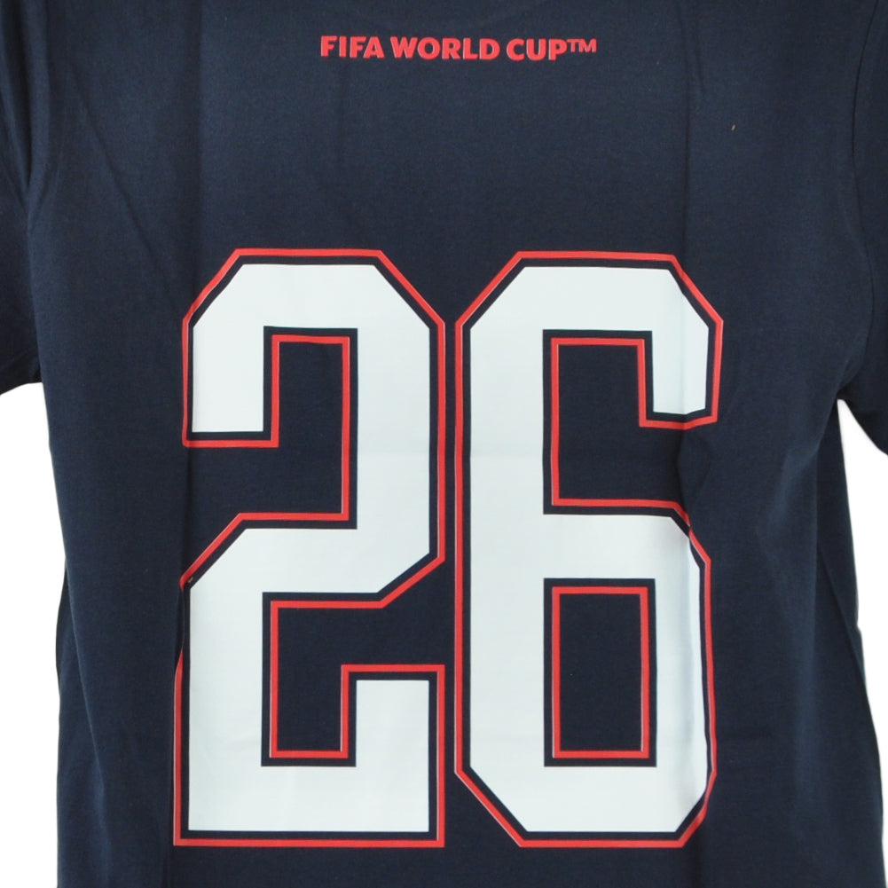 FIFA World Cup 2026 England Short Sleeve We Are 26 Navy Blue Tshirt Tee