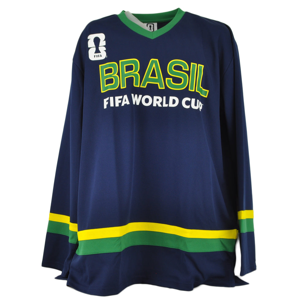 Brasil Brazil FIFA World Cup 2026 Long Sleeve Adults V-Neck Hockey Jersey