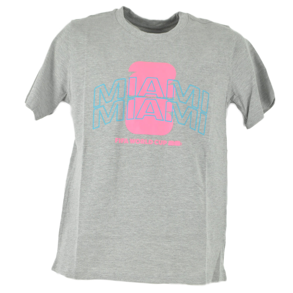 2026 Fifa World Cup Miami Host City Gray Youth Soccer Futbol Tshirt Tee 14/16