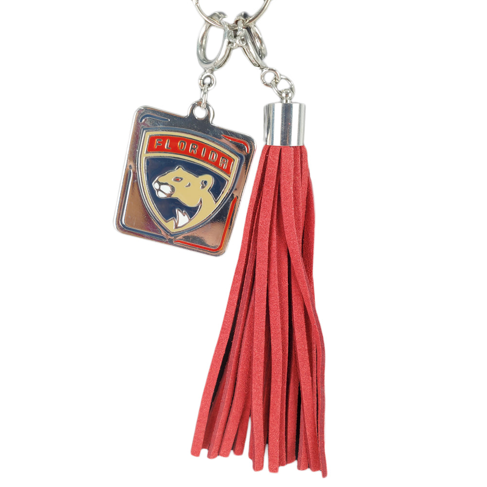 NHL Florida Panthers Tassel Purse Charm Logo Hockey Fashion Keychain Hook Clip