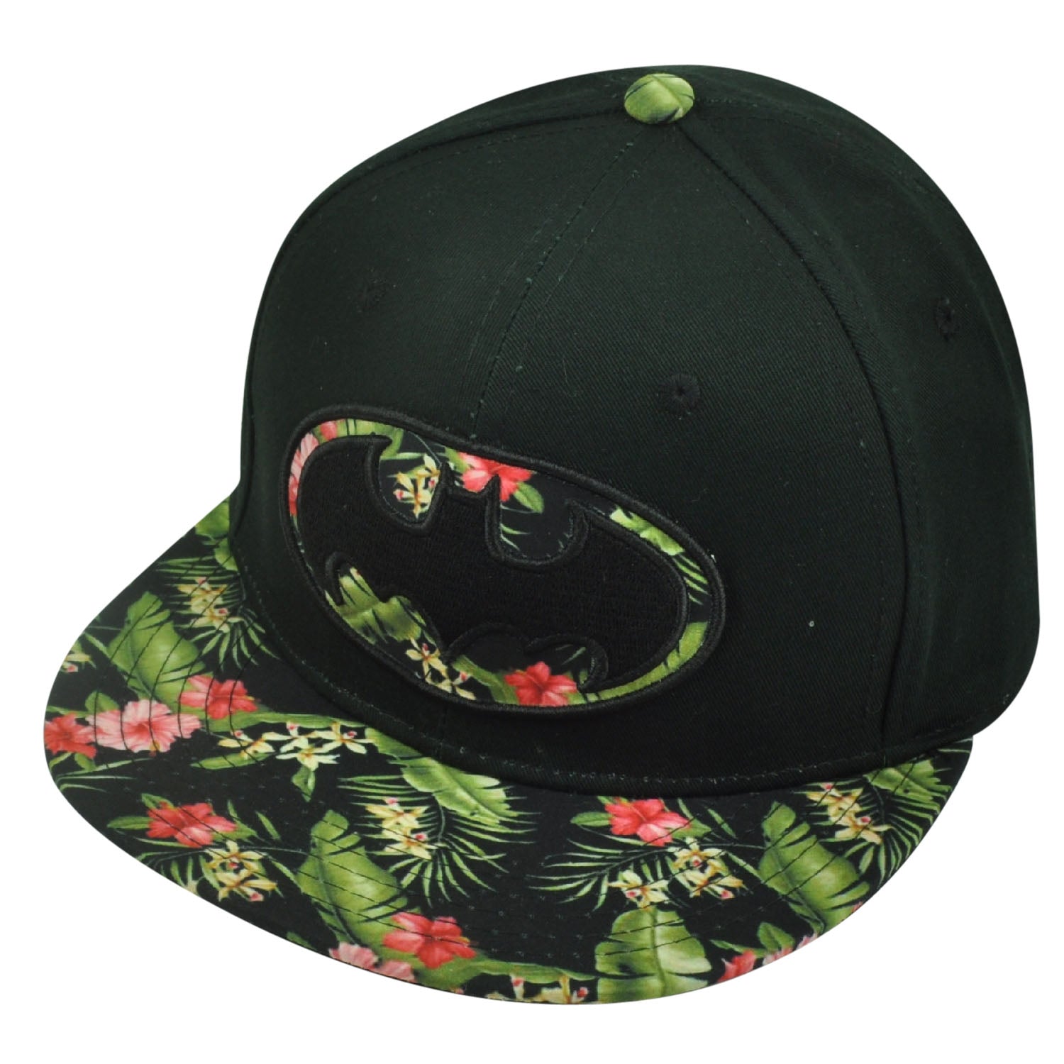 Batman Floral Print Snapback Flat Bill Cartoon Super Hero Hat Cap Comic Books