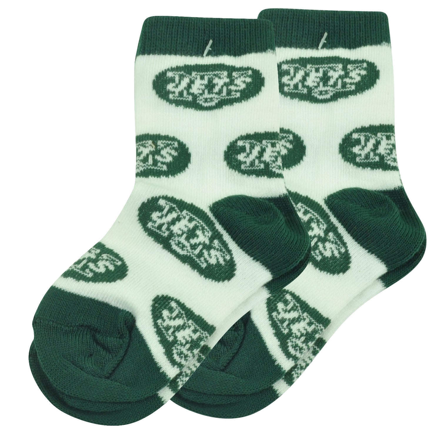 NFL New York Jets Set of 2 Toddler 9 - 24 Socks Boys All Over Logo Fan White