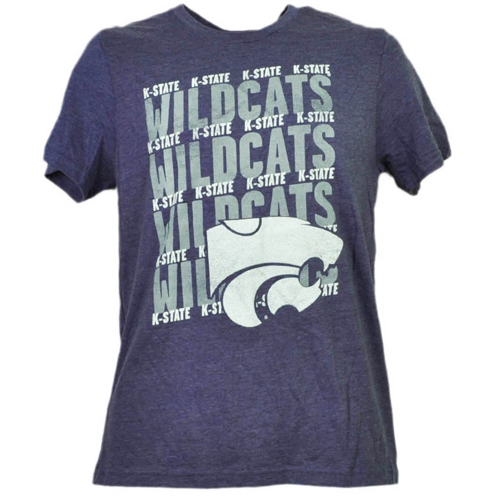 NCAA Kansas State Wildcats Repeat Logo Purple Tshirt Tee Mens Adult Sports