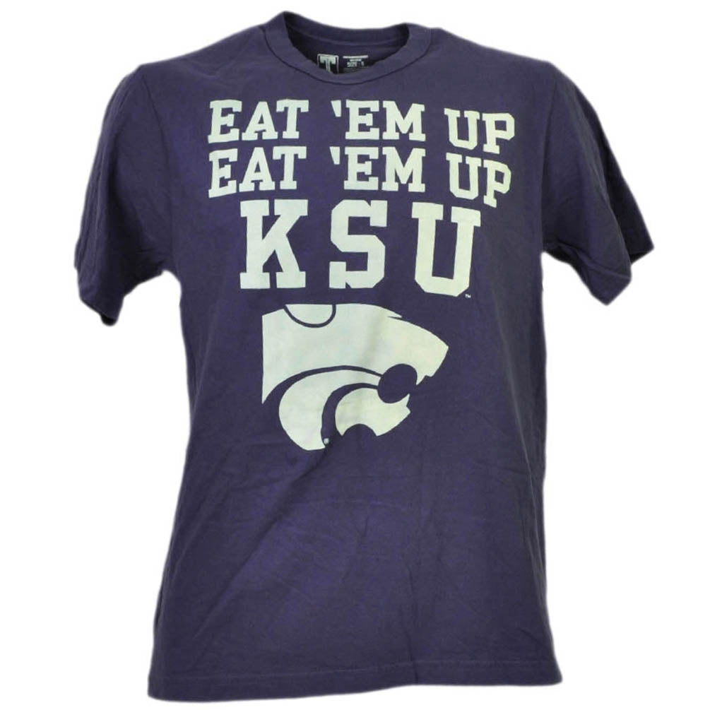 NCAA Kansas State Wildcats Eat Em Up KSU Purple Tshirt Tee Mens Short Sleeve