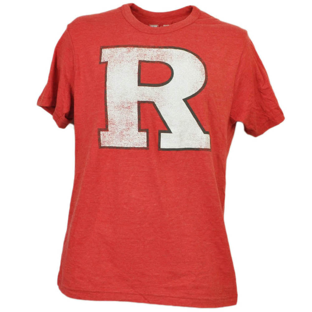 NCAA Rutgers Scarlet Knights Reds Mens Adult Short Sleeve Distressed Logo