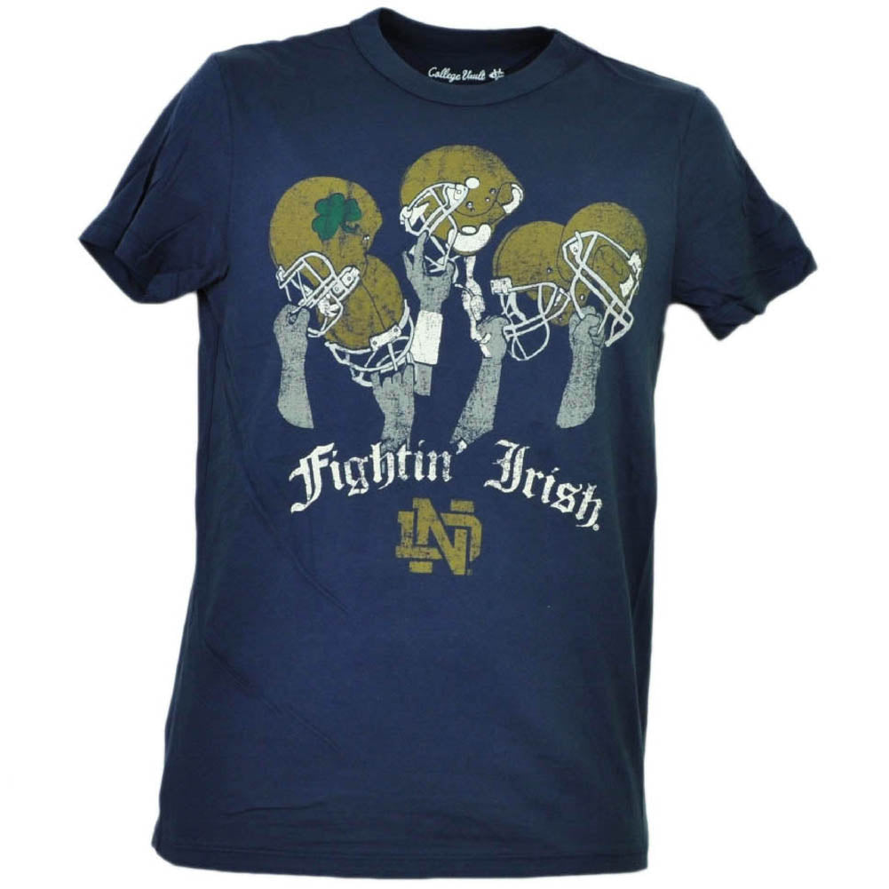 NCAA Notre Dame Fighting Irish Helmet Distressed Blue Tshirt Tee Mens Sports