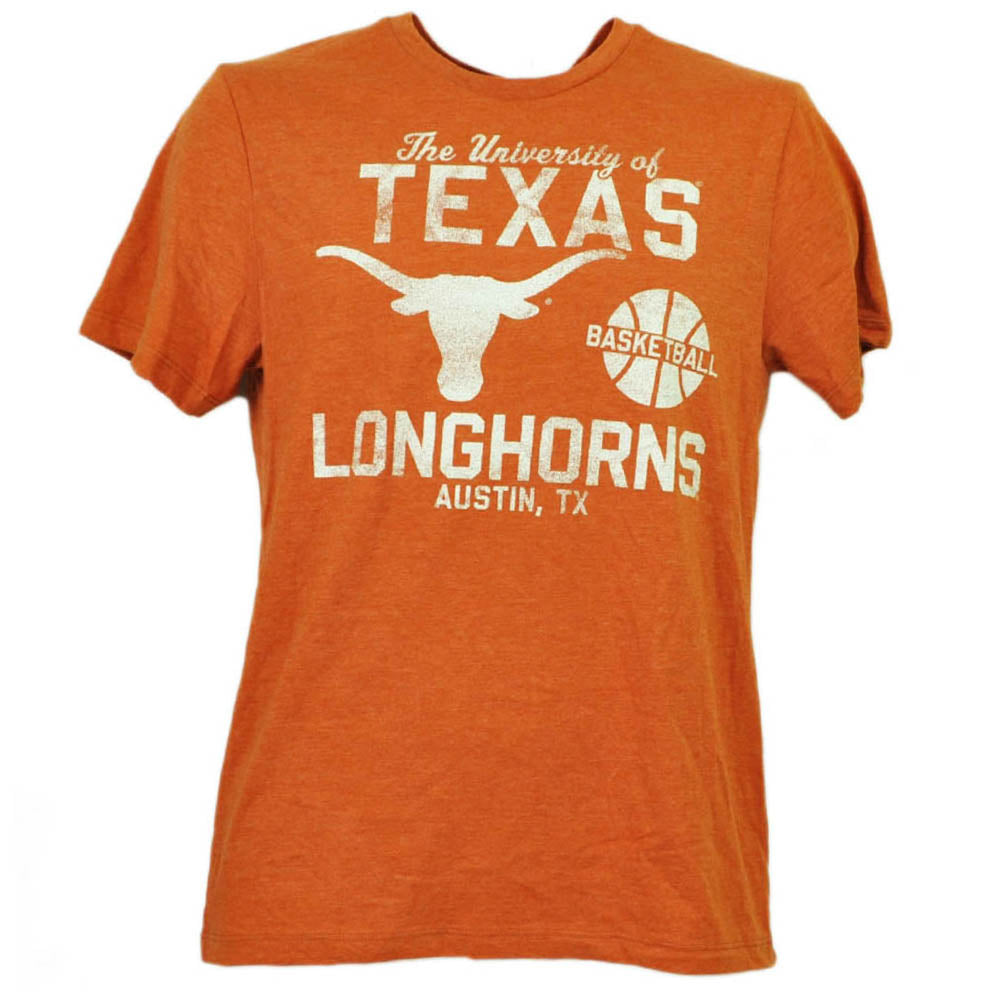 NCAA Texas Longhorns Basketball Mens Tshirt Tee Orange Short Sleeve Crew Neck