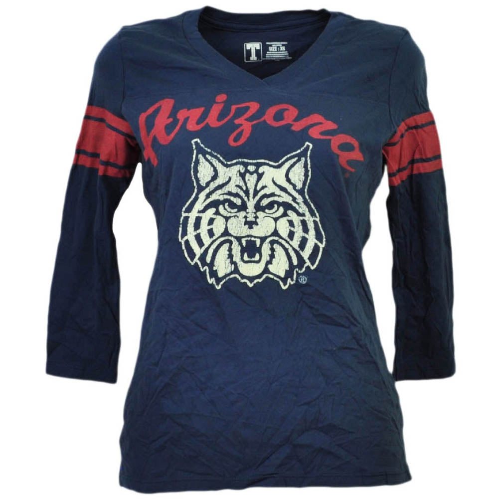 NCAA Arizona Wildcats Striped Long Sleeve Tshirt Womens Navy Blue Ladies Sport