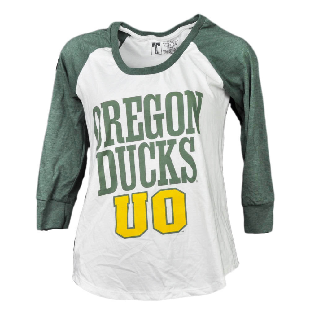 NCAA Oregon Ducks Mid Sleeve Tshirt Tee Womens XSmall Green White Crew Neck Sport