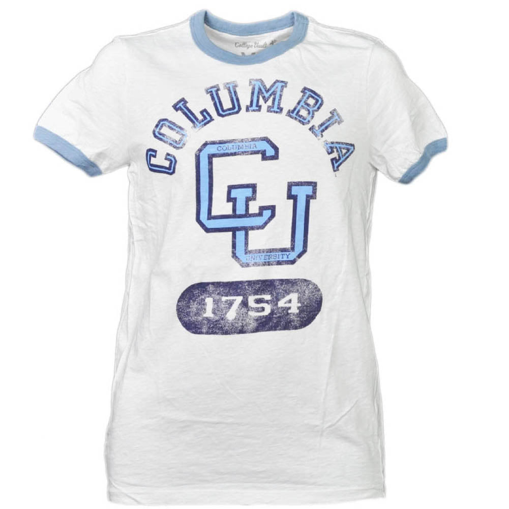 NCAA Columbia Lions Distressed Short Sleeve Mens Tshirt Tee CU Crew Neck Sports