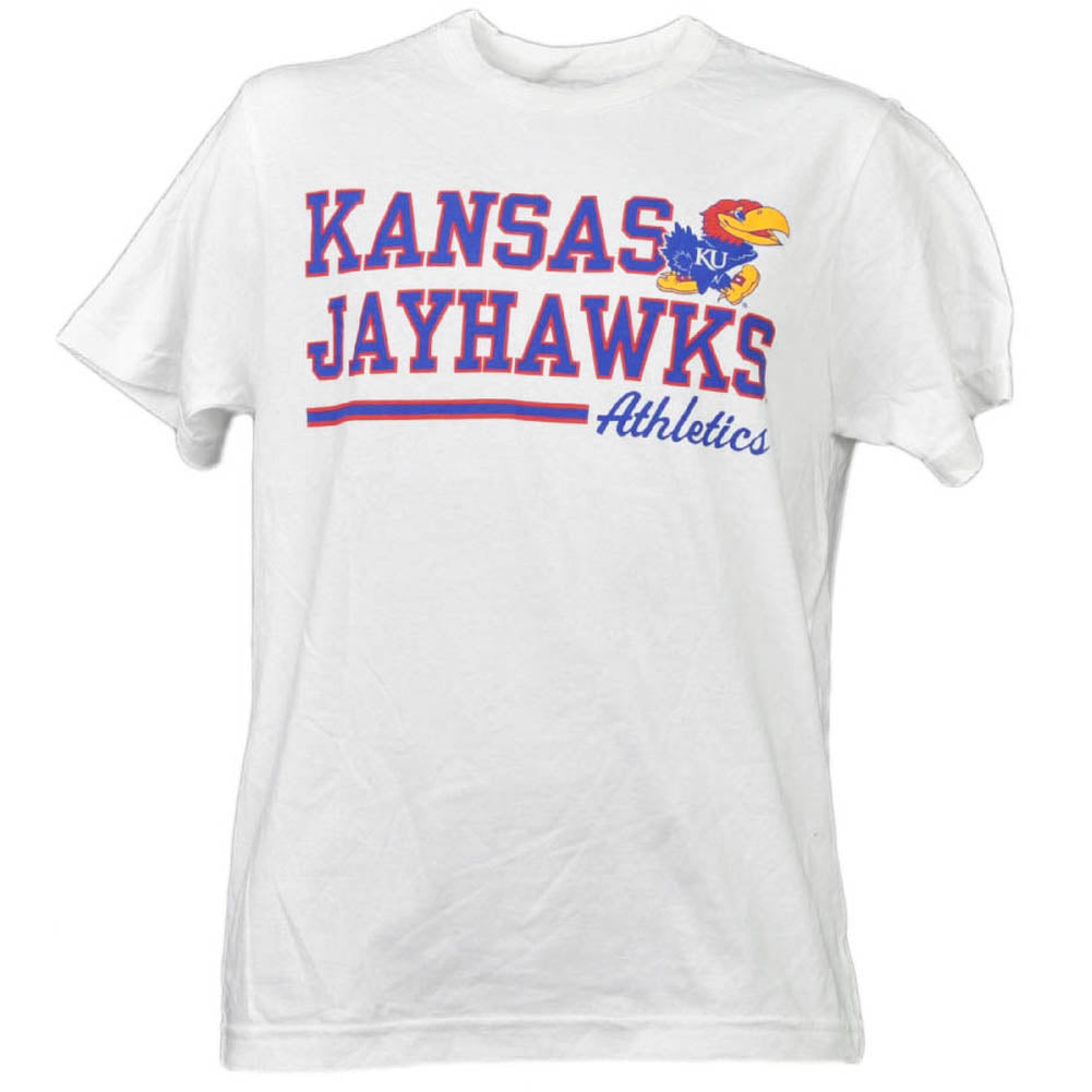 NCAA Kansas Jayhawks White Underline Logo Mens Tshirt Tee Short Sleeve Sports