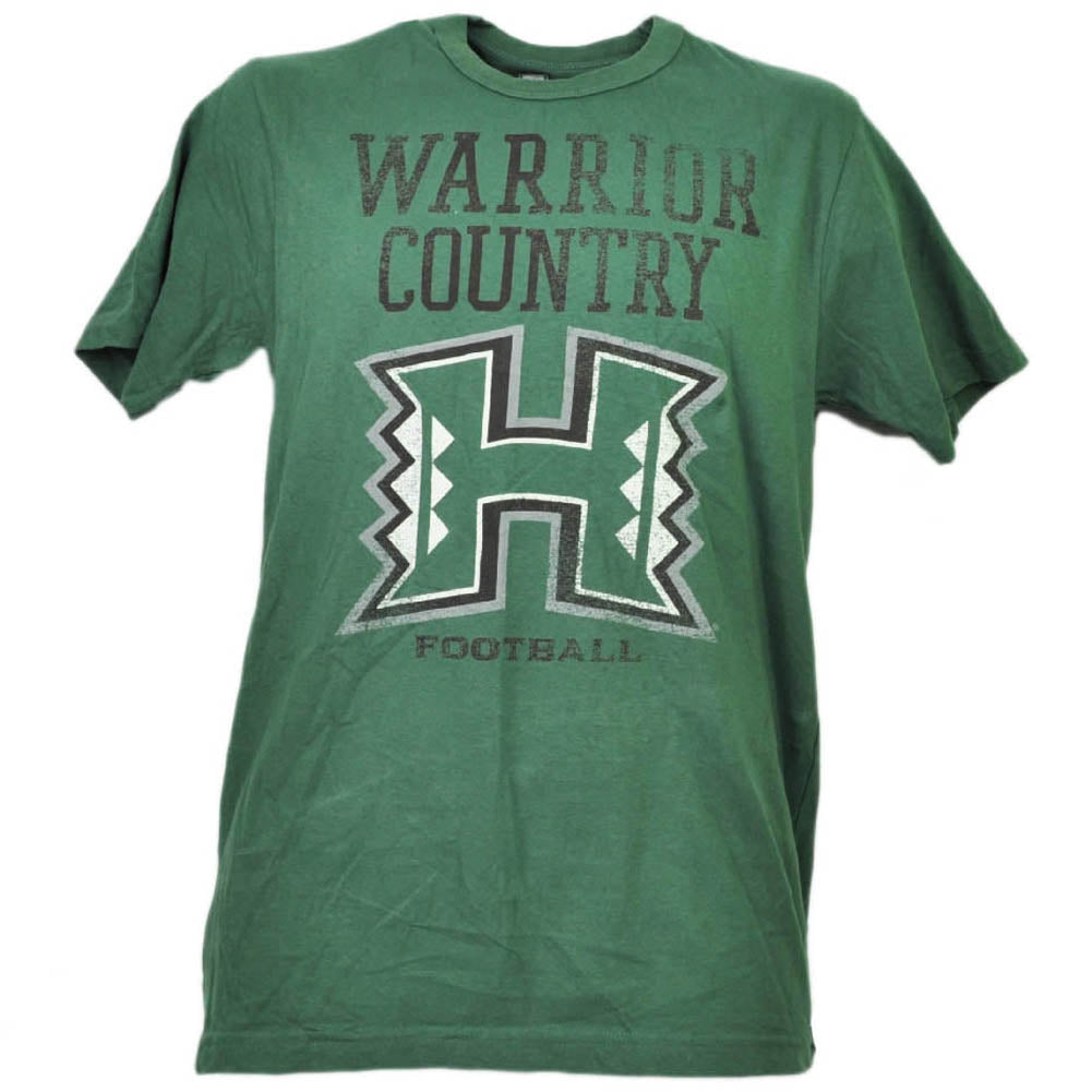 NCAA Hawaii Warriors Country Football Tshirt Tee Green Mens Adult Short Sleeve